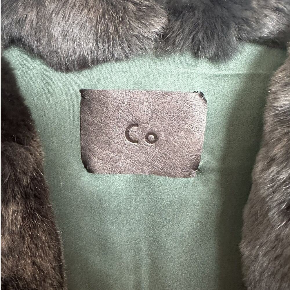 RARE Co Collection Peplum Fur Vest Forest Green size S Fox & Hare Fur Silk lined - Picture 2 of 16
